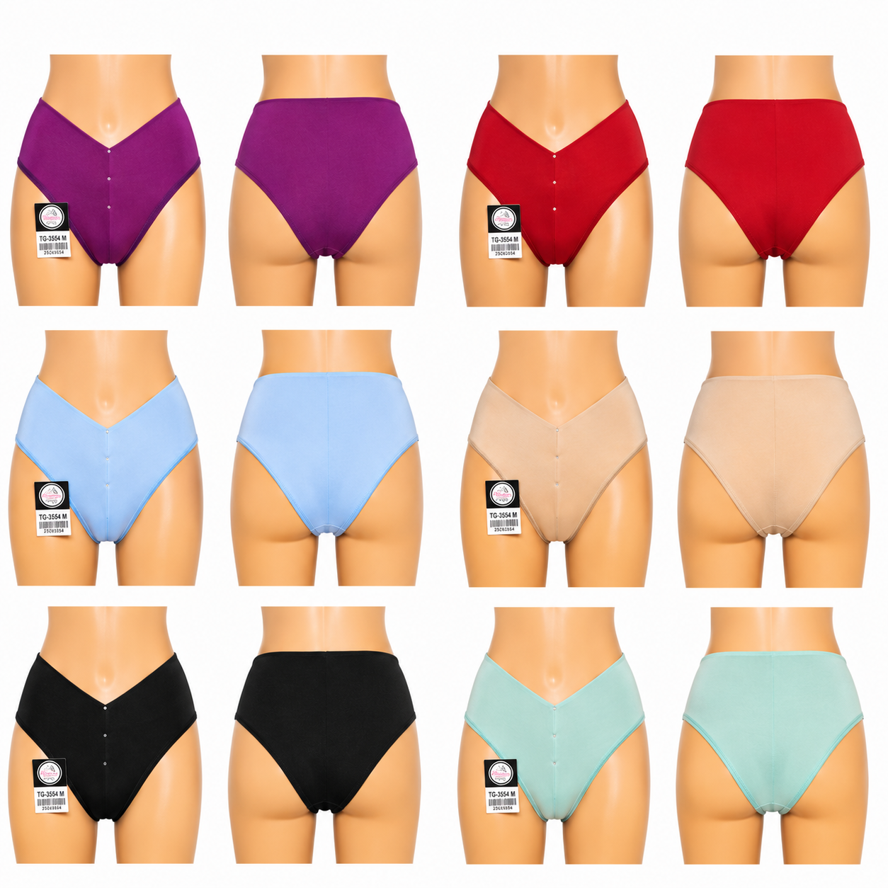 Women’s V-Front Brazilian Briefs – Soft Stretch Everyday Underwear – Medium
