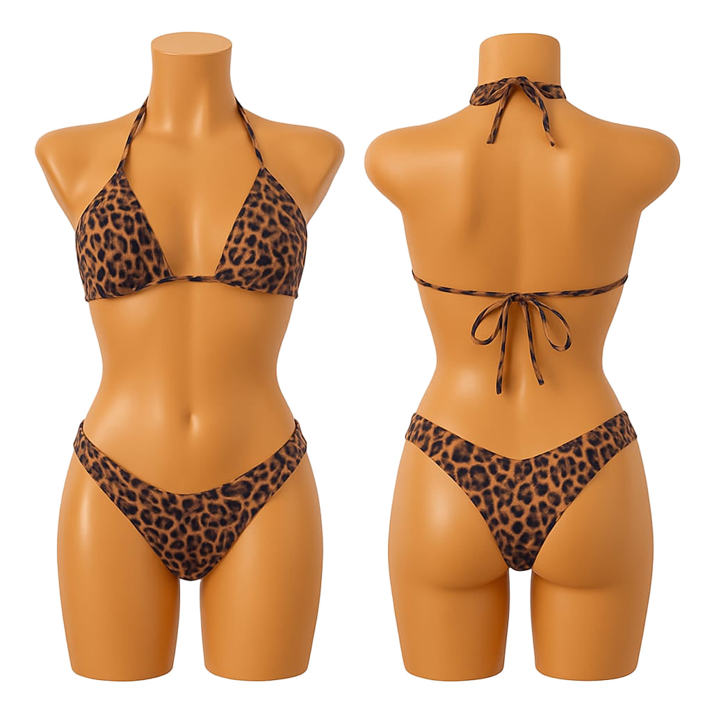 Leopard Print Triangle Bikini Set
