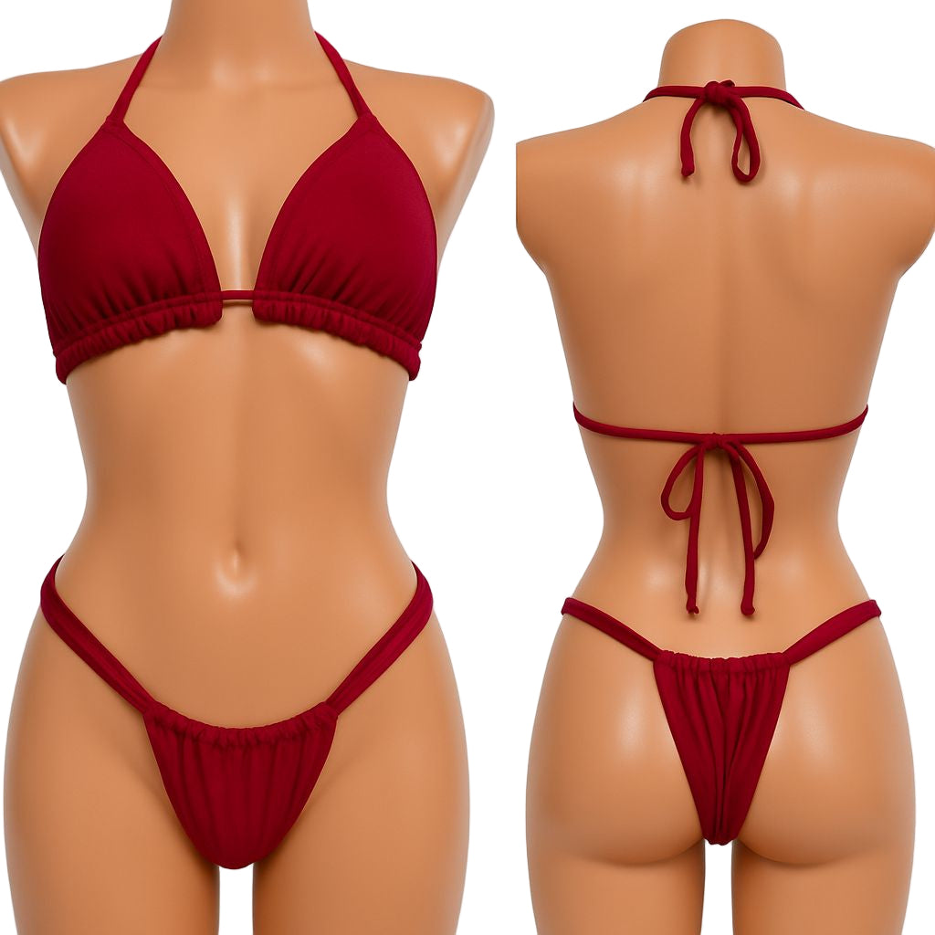 Sexy Red Thong Bikini Set