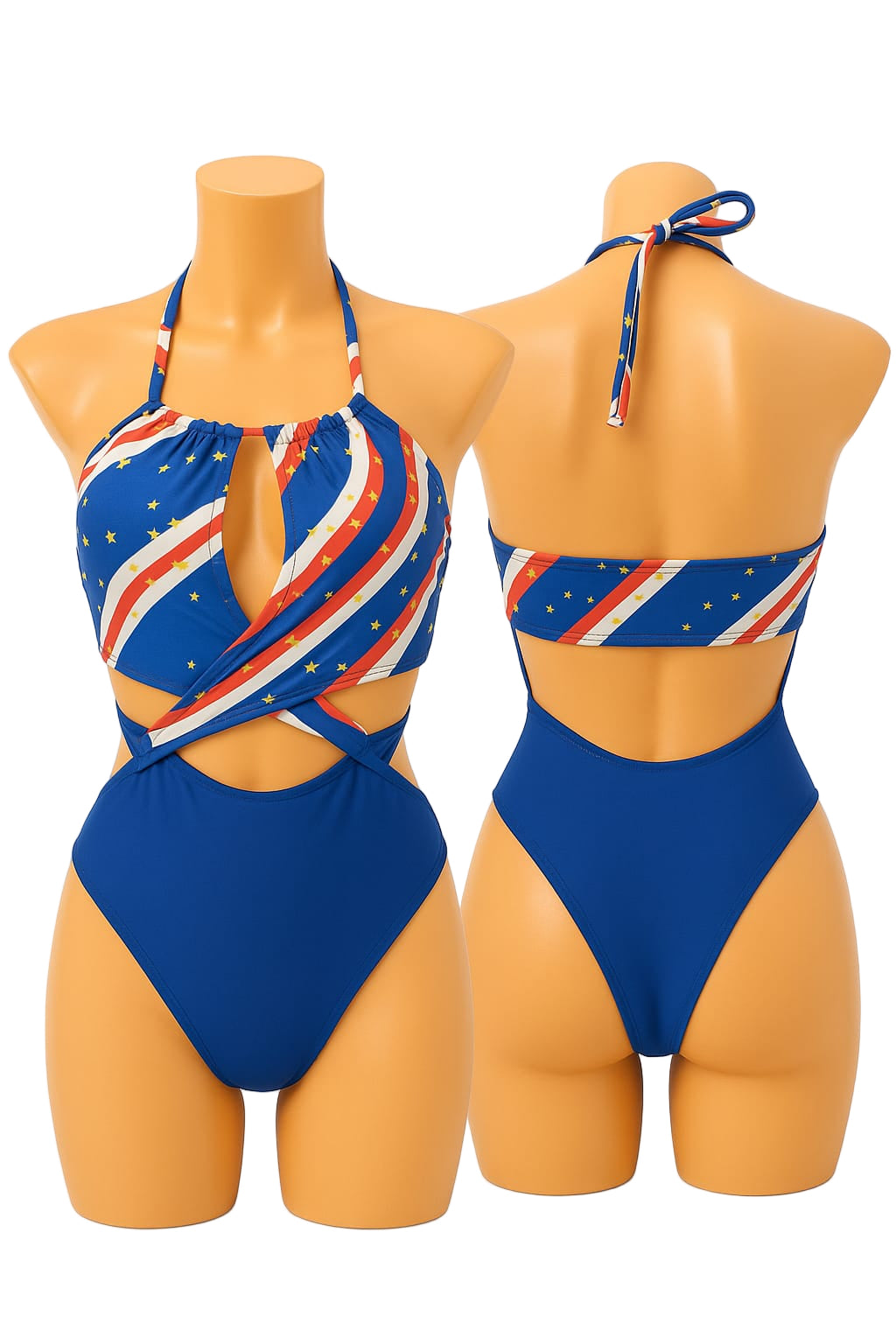 Star Stripes Cut-Out One-Piece Swimsuit π¨π»