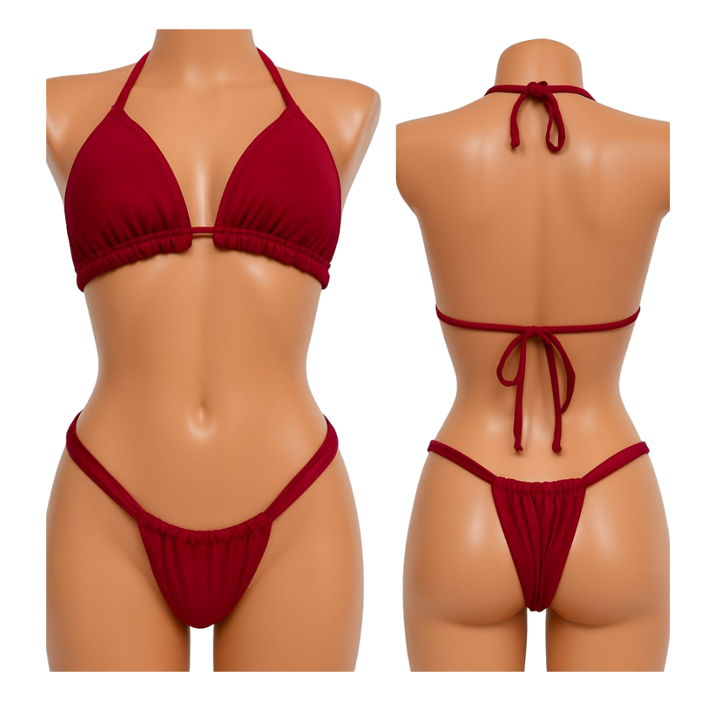 Sexy Red Thong Bikini Set