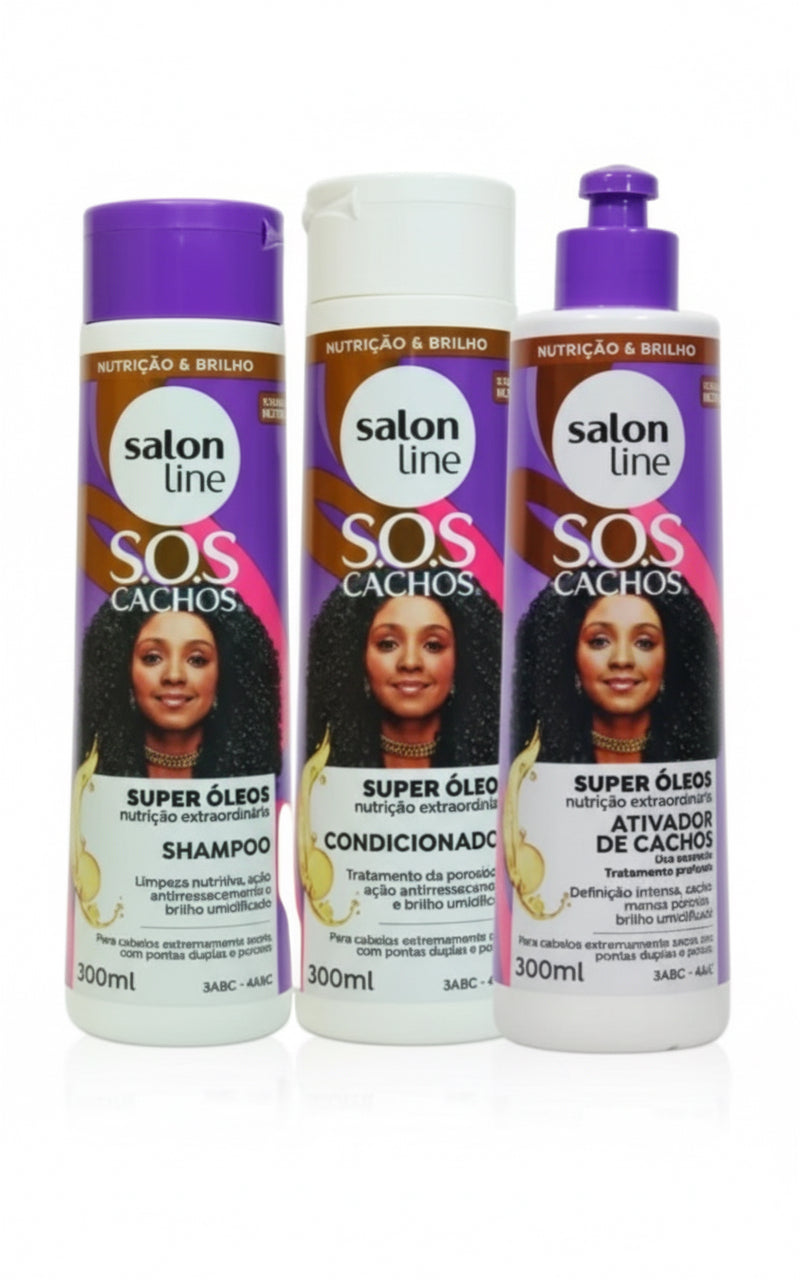 Salon Line S.O.S Curls Super Oleos Kit – Shampoo, Conditioner & Curl Activator (300ml)