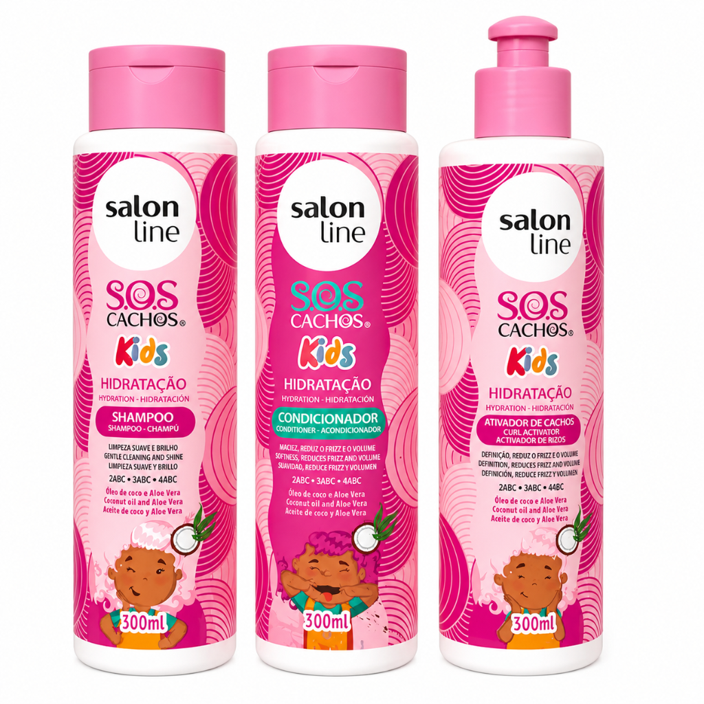 Salon Line S.O.S Cachos Kids Hydration Kit 3pcs (Shampoo + Conditioner + Curl Activator) 300ml