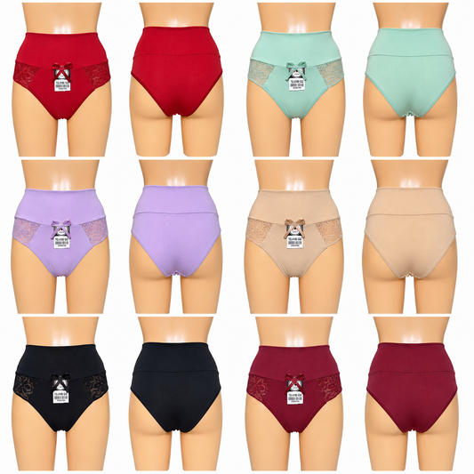 High Waist Lace Brief Panties for Women – L/XL Size – Soft Stretch Comfort Underwear