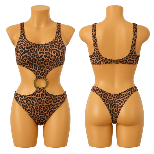 Leopard Cut-Out One-Piece Swimsuit