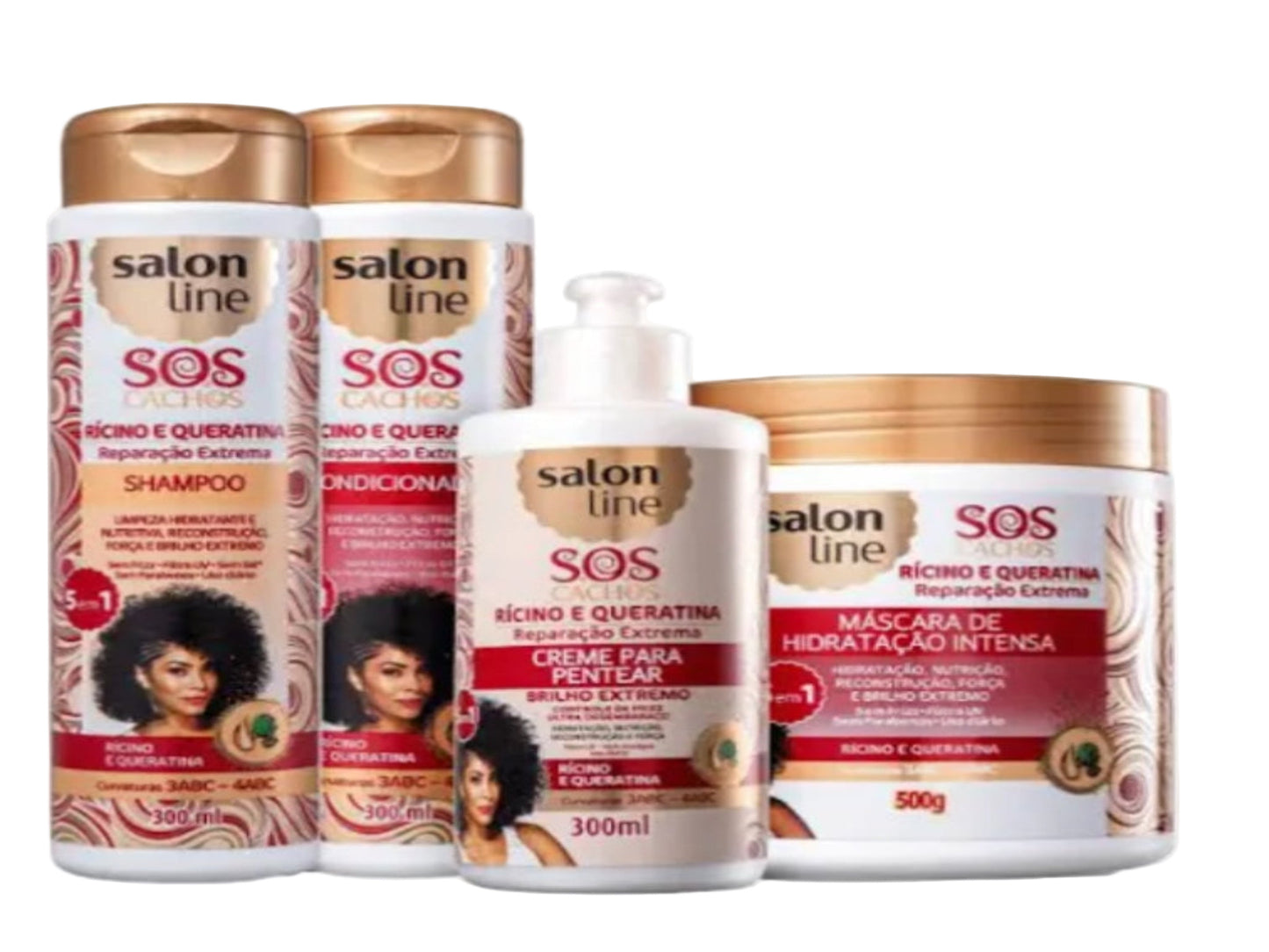 Kit Salon Line S.O.S Cachos Castor and keratin Full (4 Products)3x300ml+ 1x500ml
