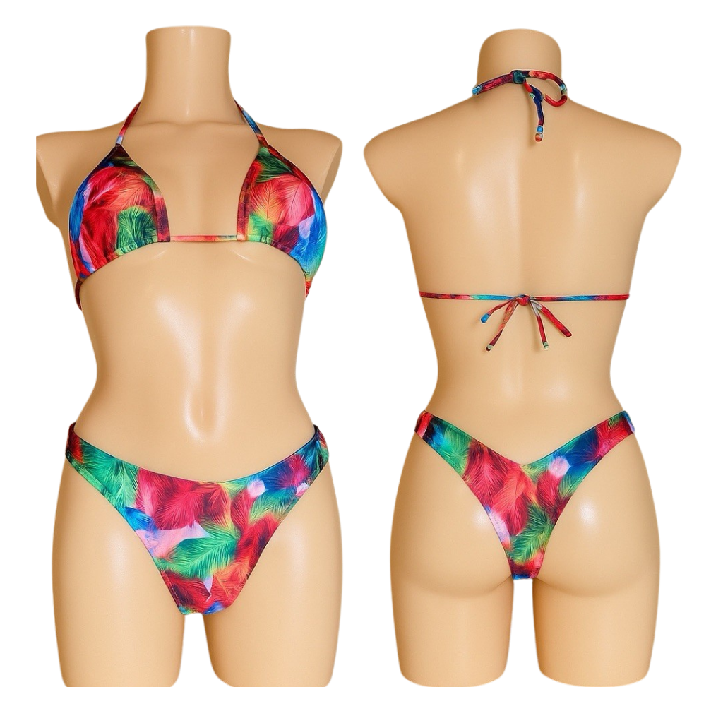 Women's Tropical Print Triangle Bikini Set